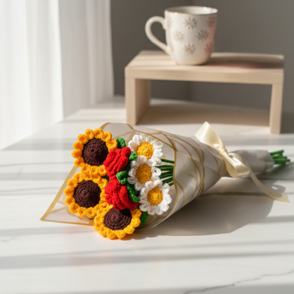 Jumbo Sunflower Rose Daisy Bouquet + Personalized Note + Free Gift