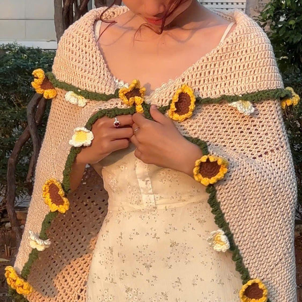 Sunflower Bouquet Blanket in Brown base