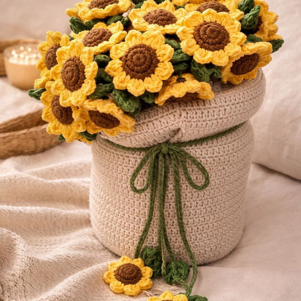 Sunflower Bouquet Blanket in Brown base