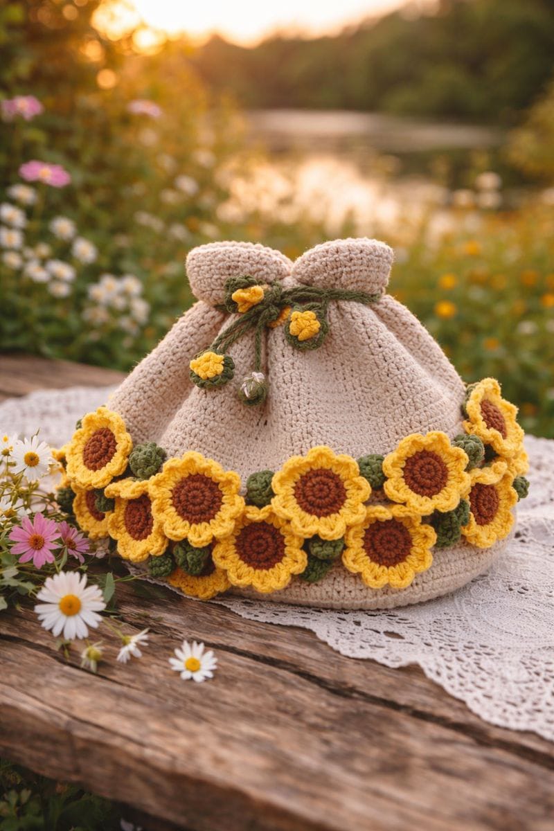 Sunflower Bouquet Blanket in Brown base
