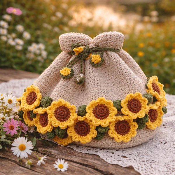 Sunflower Bouquet Blanket in Brown base